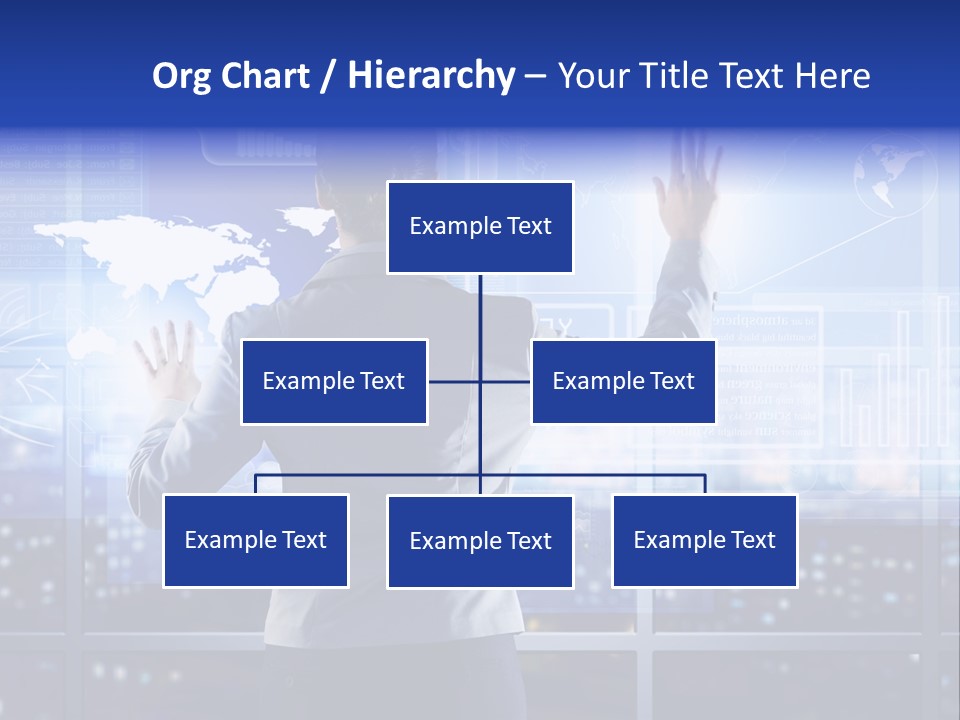 A Woman In A Business Suit Is Touching A Screen With Her Hands PowerPoint Template