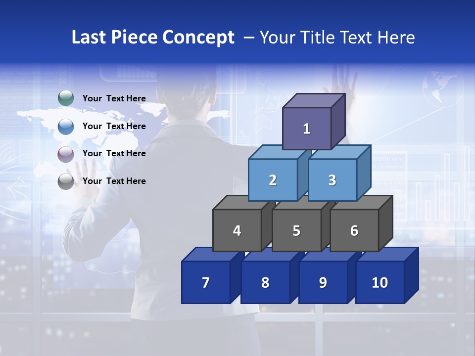 A Woman In A Business Suit Is Touching A Screen With Her Hands PowerPoint Template