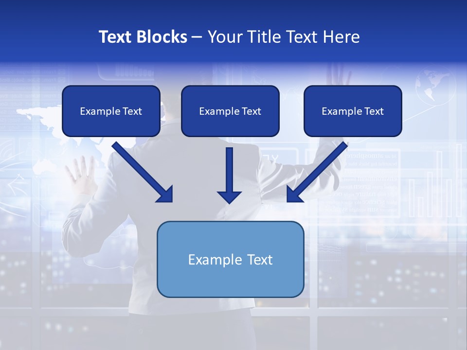A Woman In A Business Suit Is Touching A Screen With Her Hands PowerPoint Template