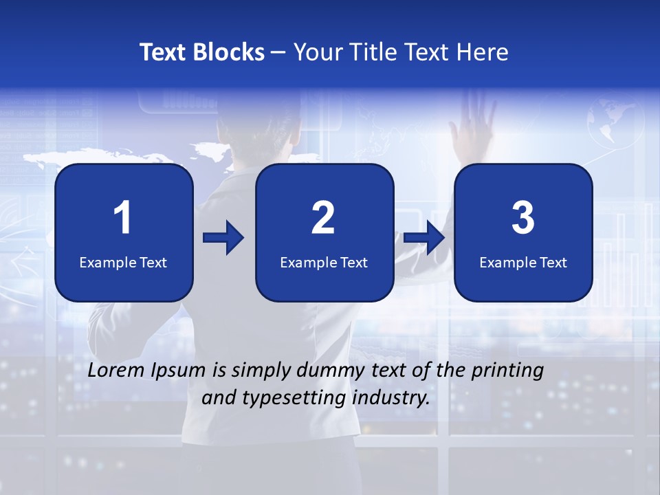 A Woman In A Business Suit Is Touching A Screen With Her Hands PowerPoint Template