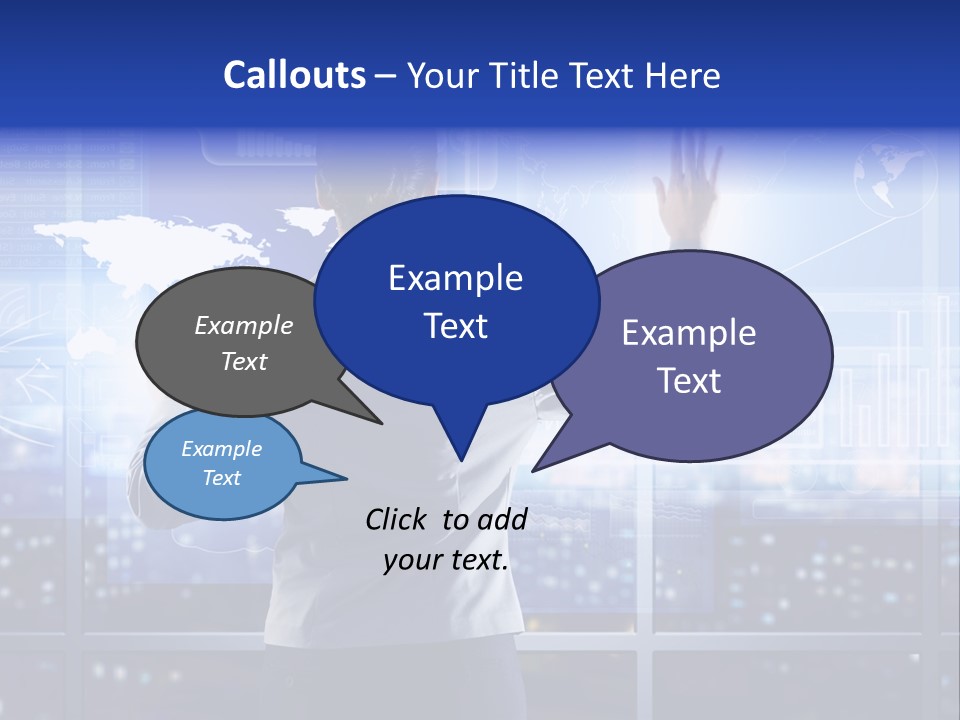 A Woman In A Business Suit Is Touching A Screen With Her Hands PowerPoint Template