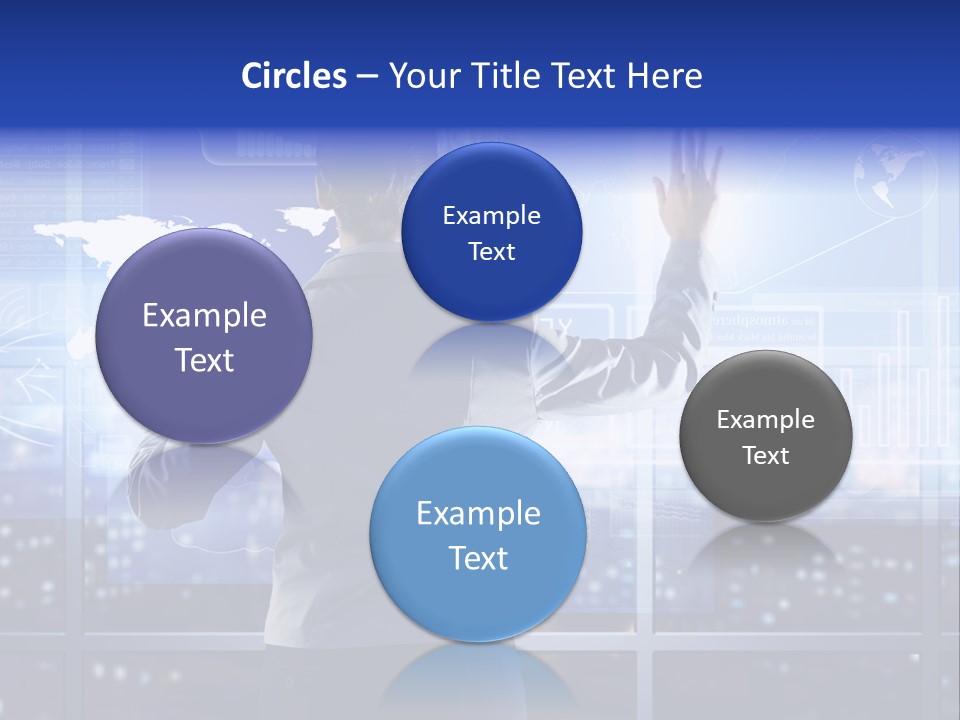 A Woman In A Business Suit Is Touching A Screen With Her Hands PowerPoint Template