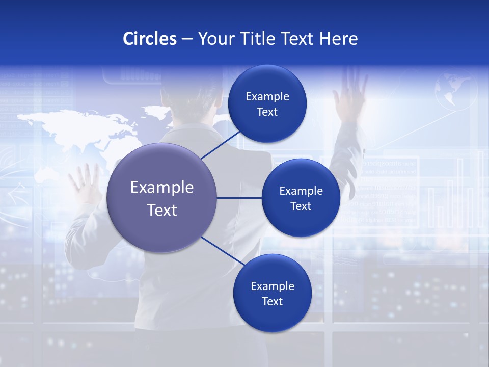 A Woman In A Business Suit Is Touching A Screen With Her Hands PowerPoint Template