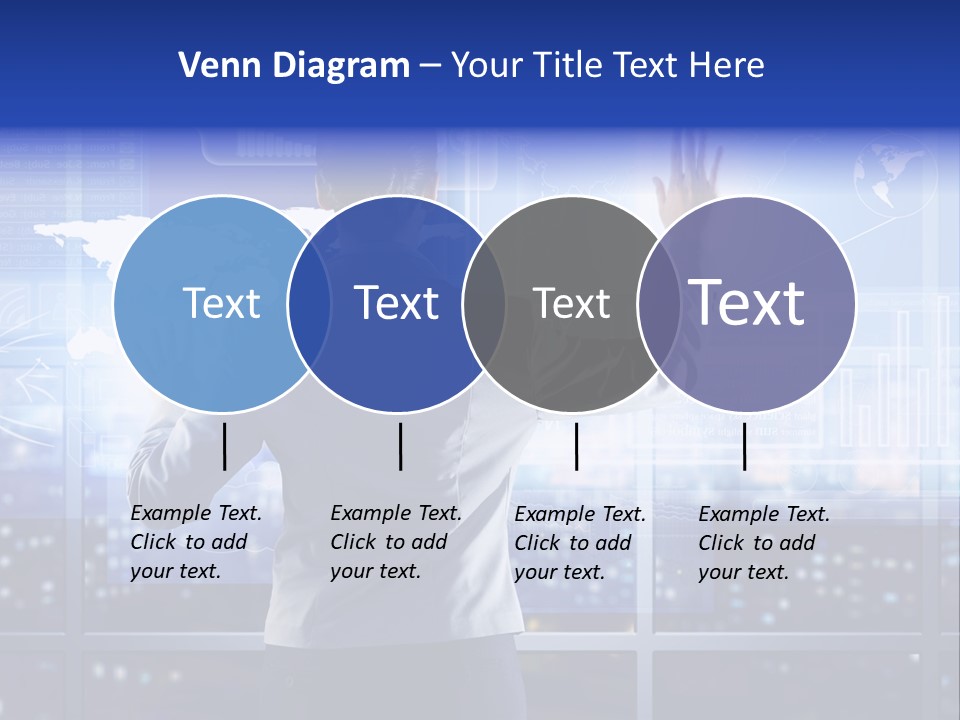 A Woman In A Business Suit Is Touching A Screen With Her Hands PowerPoint Template