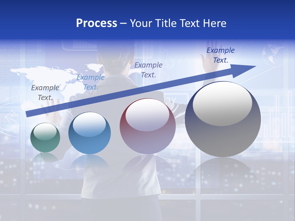 A Woman In A Business Suit Is Touching A Screen With Her Hands PowerPoint Template