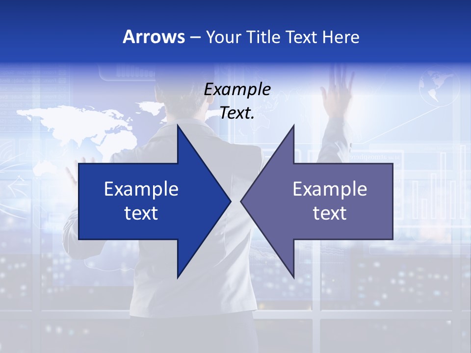 A Woman In A Business Suit Is Touching A Screen With Her Hands PowerPoint Template