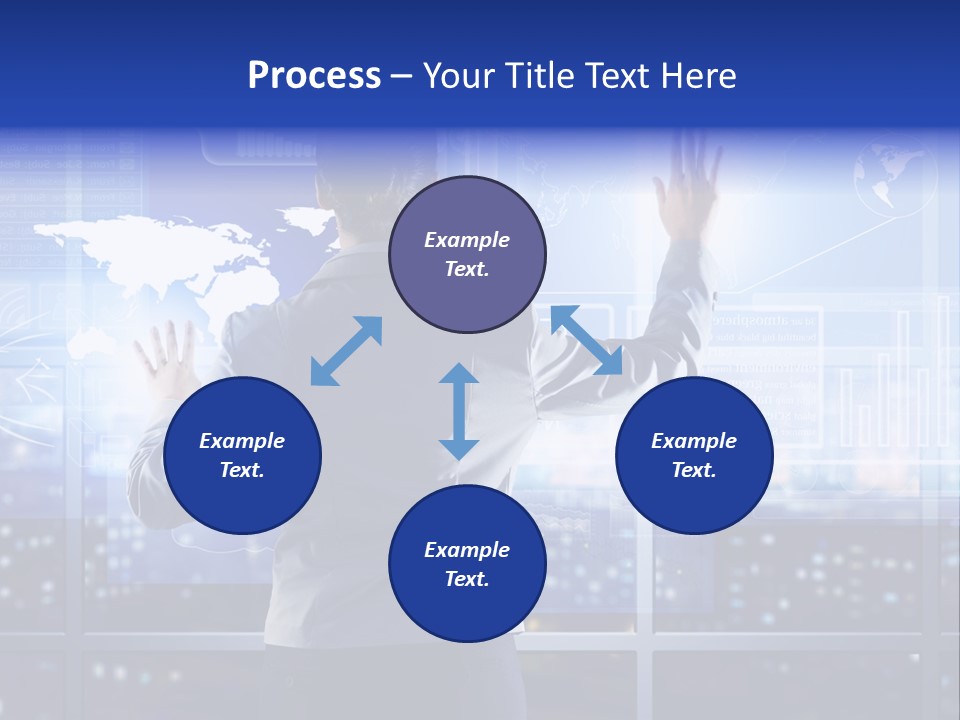 A Woman In A Business Suit Is Touching A Screen With Her Hands PowerPoint Template