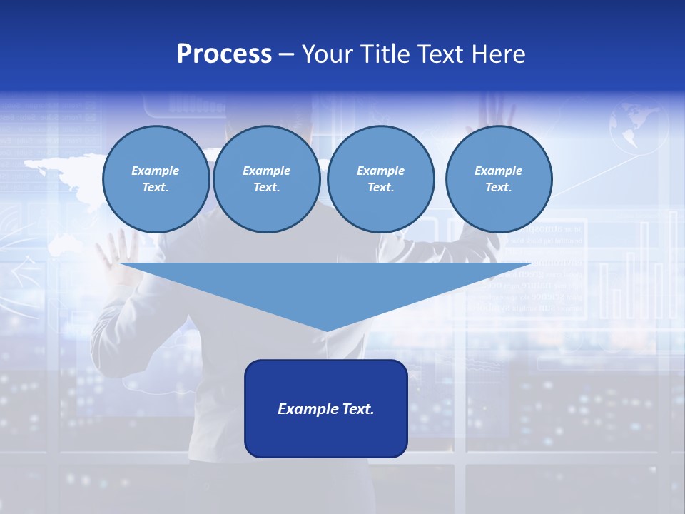 A Woman In A Business Suit Is Touching A Screen With Her Hands PowerPoint Template