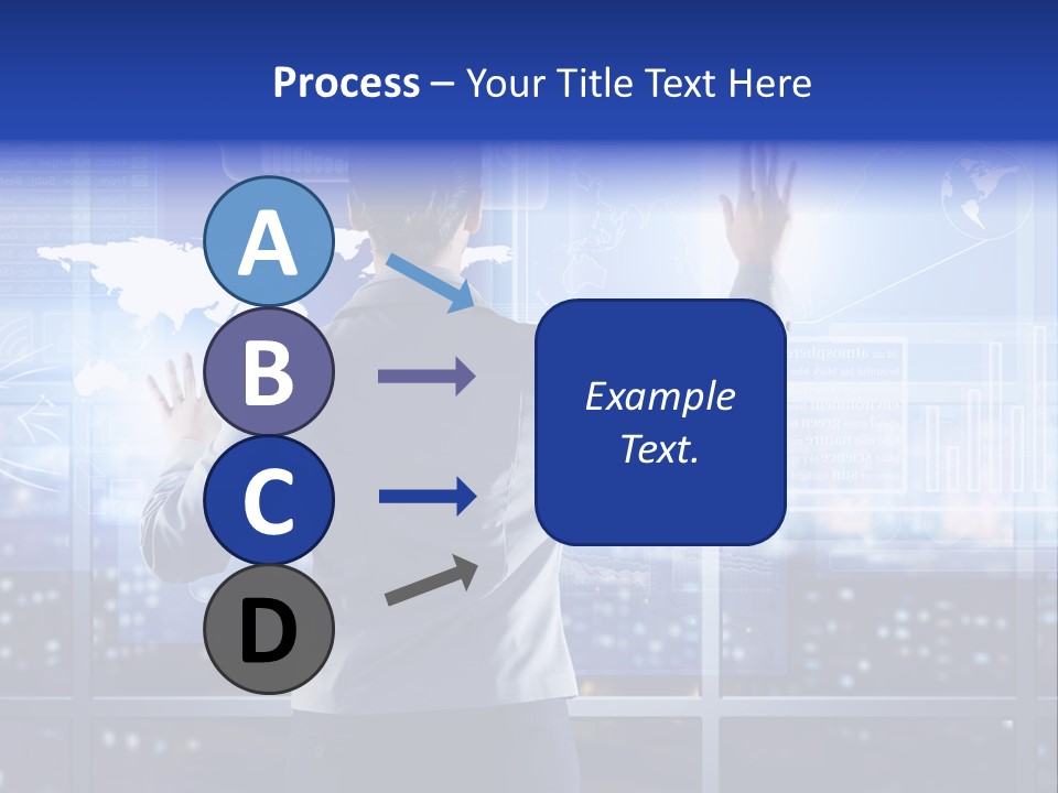 A Woman In A Business Suit Is Touching A Screen With Her Hands PowerPoint Template