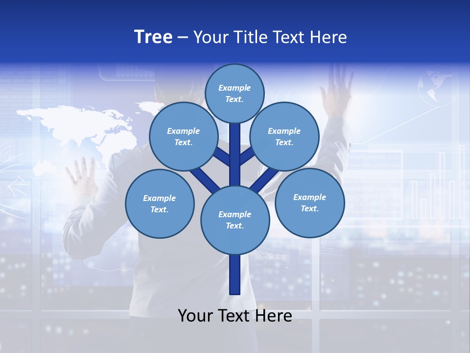 A Woman In A Business Suit Is Touching A Screen With Her Hands PowerPoint Template