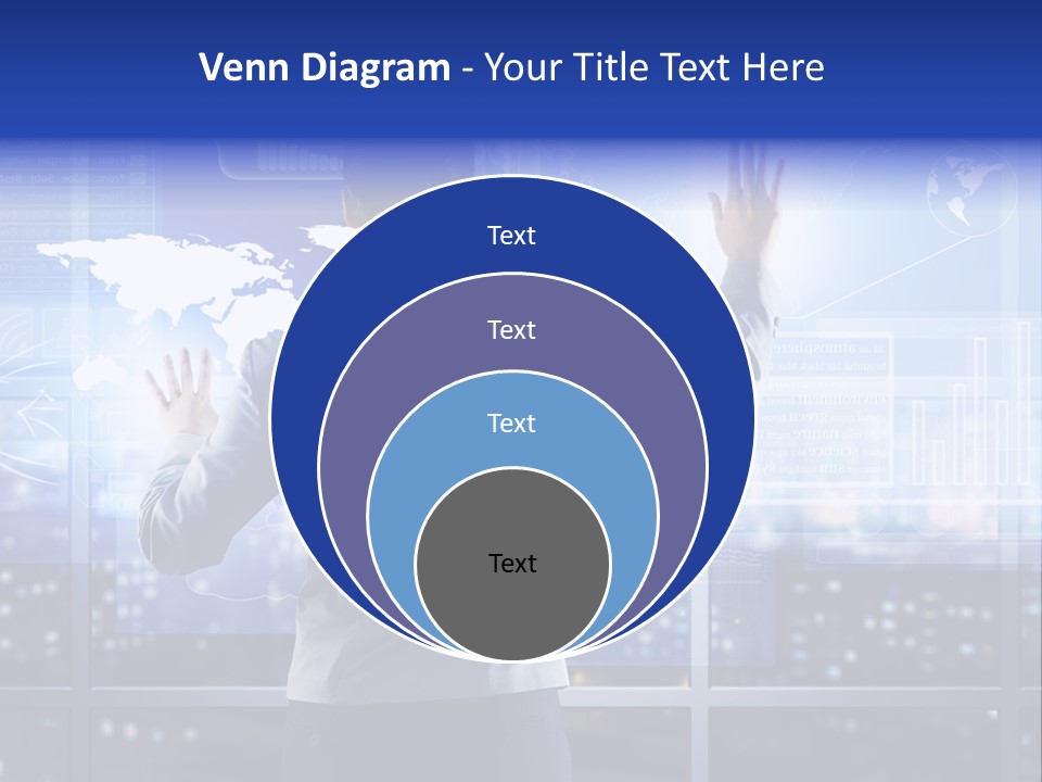 A Woman In A Business Suit Is Touching A Screen With Her Hands PowerPoint Template