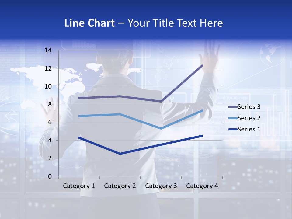 A Woman In A Business Suit Is Touching A Screen With Her Hands PowerPoint Template