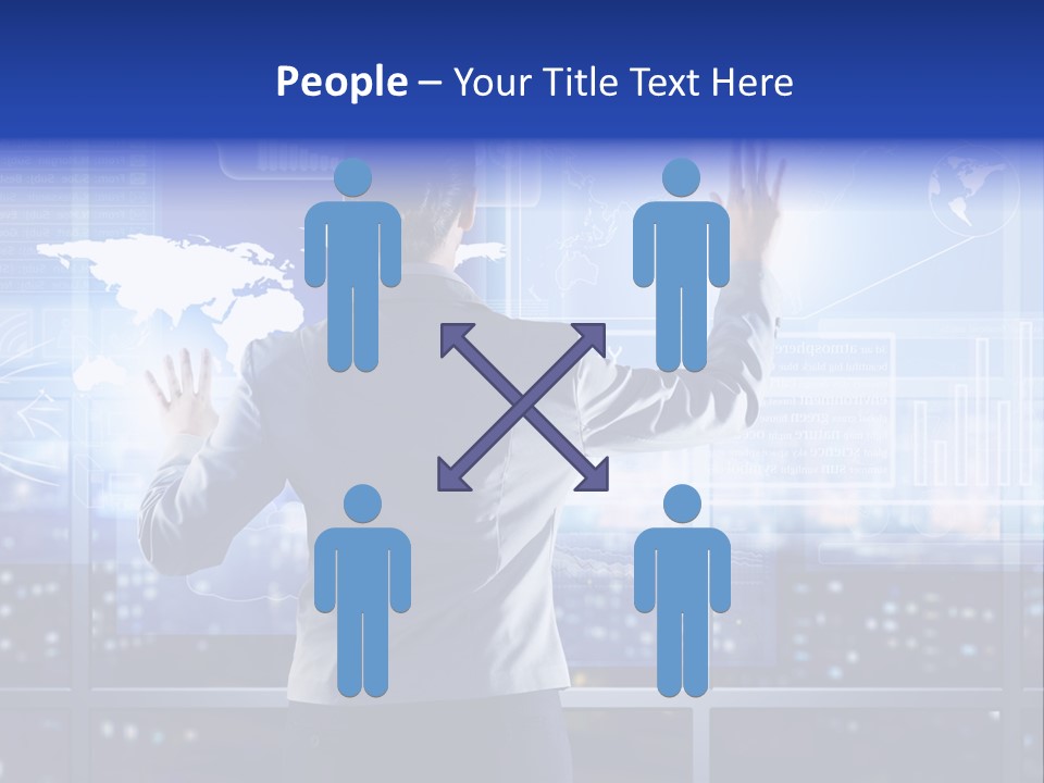 A Woman In A Business Suit Is Touching A Screen With Her Hands PowerPoint Template