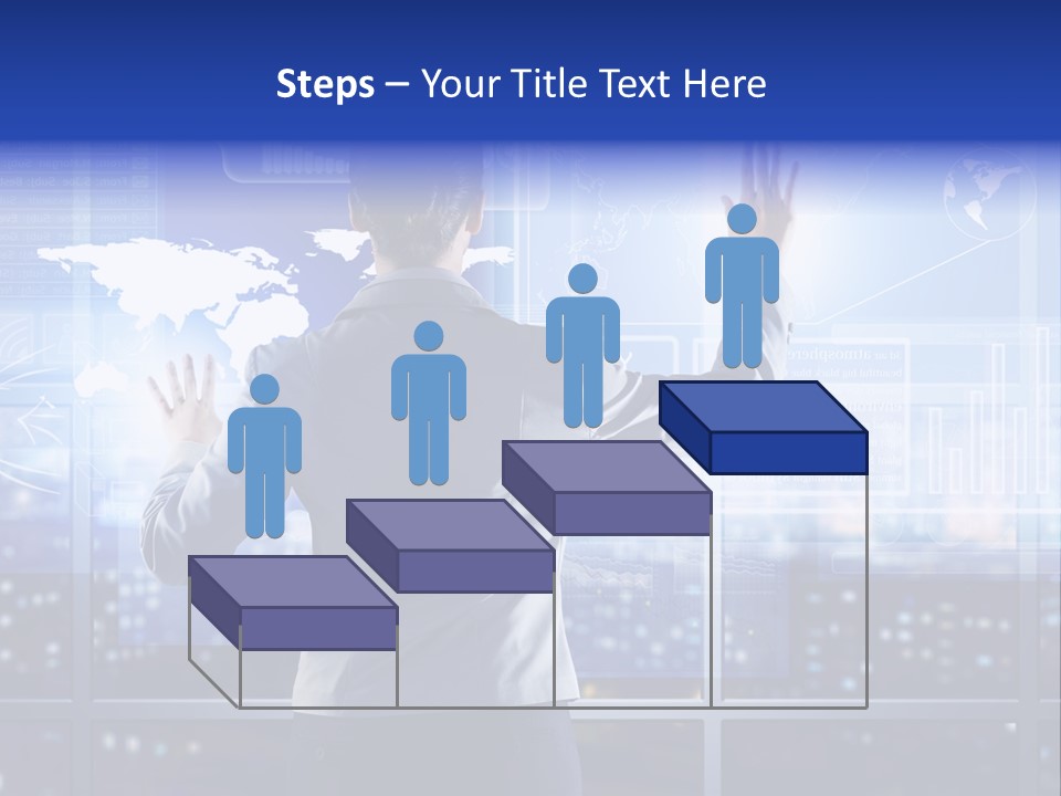 A Woman In A Business Suit Is Touching A Screen With Her Hands PowerPoint Template