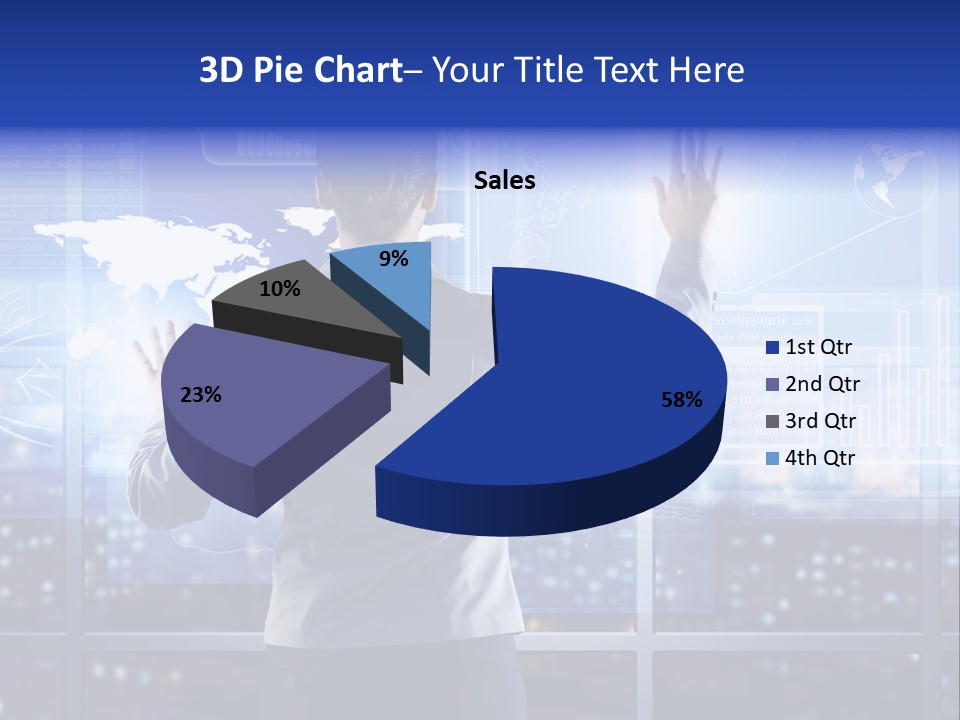 A Woman In A Business Suit Is Touching A Screen With Her Hands PowerPoint Template