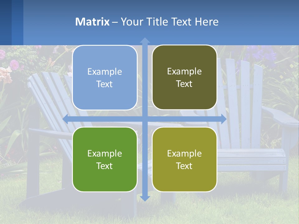 A Couple Of Blue Chairs Sitting In The Grass PowerPoint Template