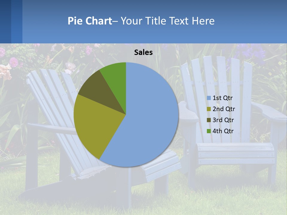 A Couple Of Blue Chairs Sitting In The Grass PowerPoint Template