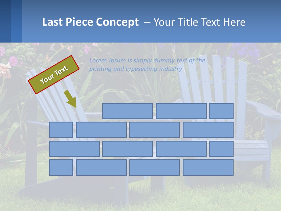 A Couple Of Blue Chairs Sitting In The Grass PowerPoint Template