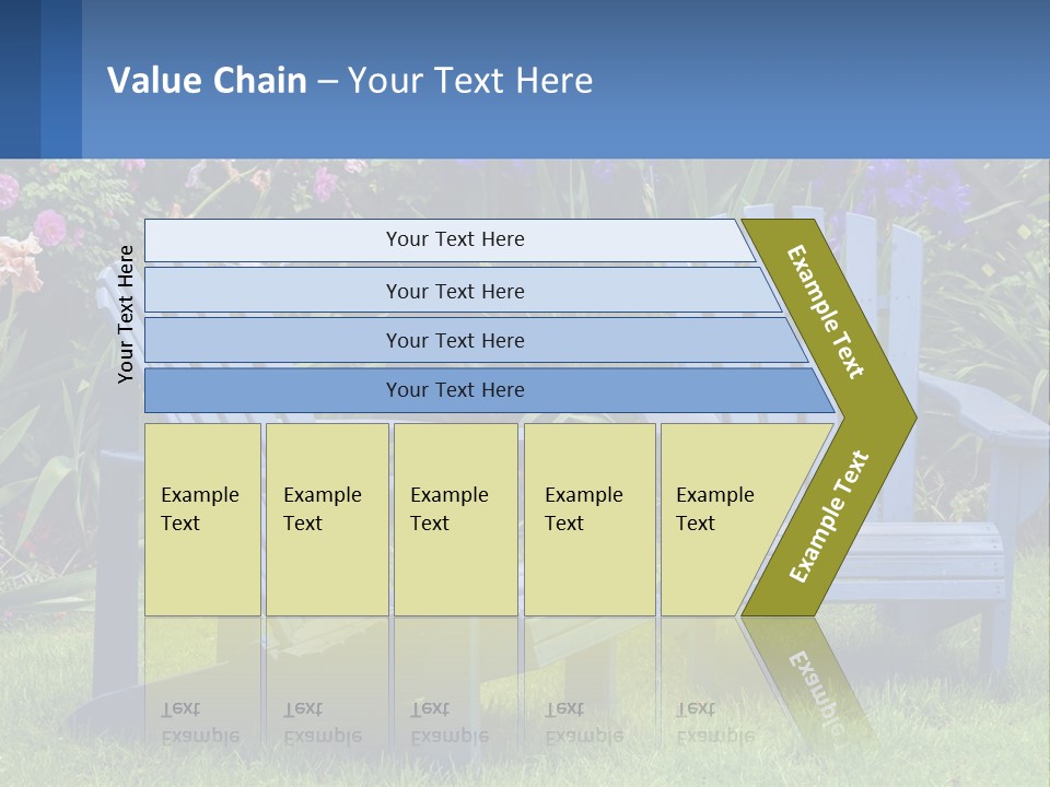 A Couple Of Blue Chairs Sitting In The Grass PowerPoint Template