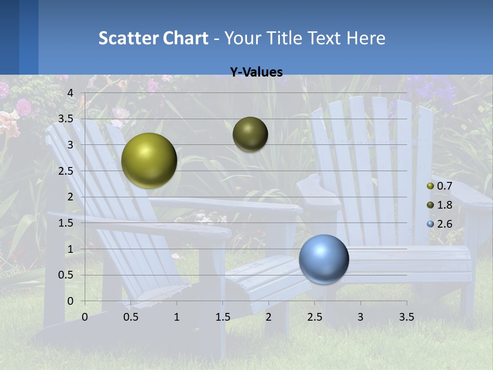 A Couple Of Blue Chairs Sitting In The Grass PowerPoint Template
