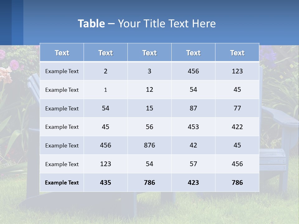 A Couple Of Blue Chairs Sitting In The Grass PowerPoint Template