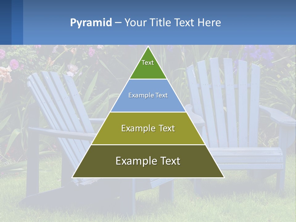A Couple Of Blue Chairs Sitting In The Grass PowerPoint Template