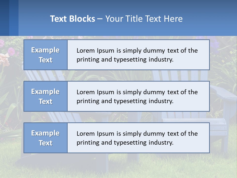 A Couple Of Blue Chairs Sitting In The Grass PowerPoint Template