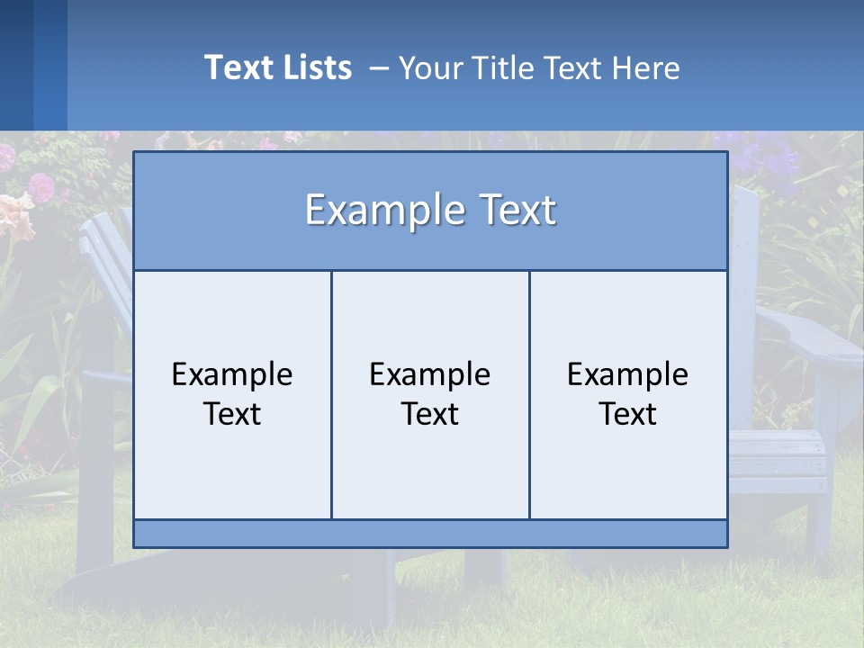 A Couple Of Blue Chairs Sitting In The Grass PowerPoint Template