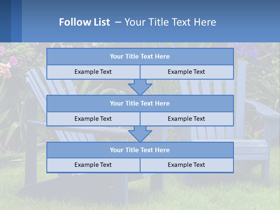 A Couple Of Blue Chairs Sitting In The Grass PowerPoint Template