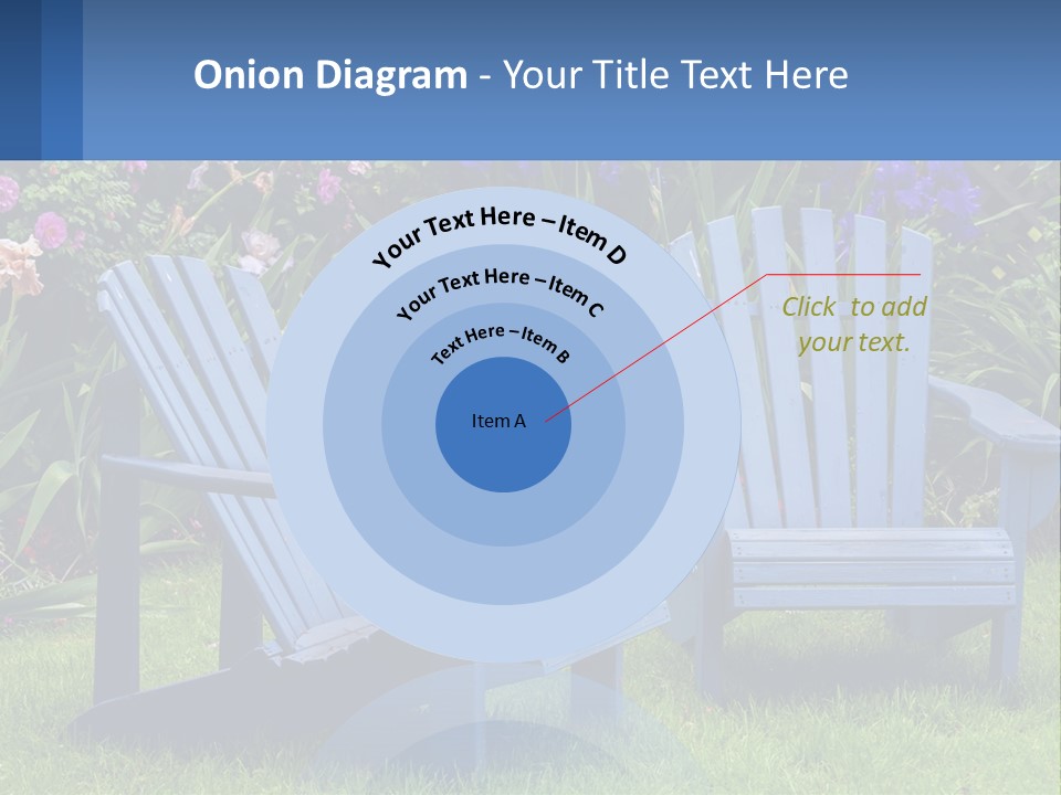 A Couple Of Blue Chairs Sitting In The Grass PowerPoint Template