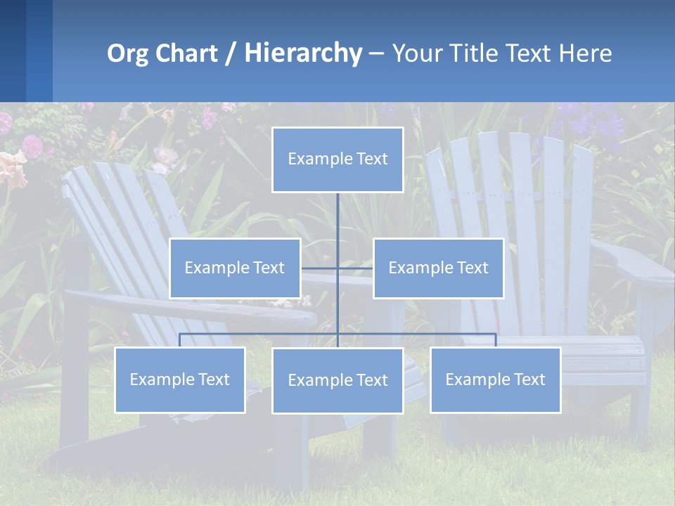 A Couple Of Blue Chairs Sitting In The Grass PowerPoint Template