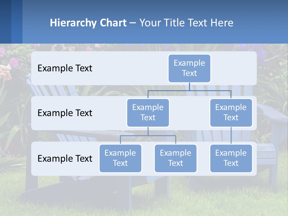 A Couple Of Blue Chairs Sitting In The Grass PowerPoint Template