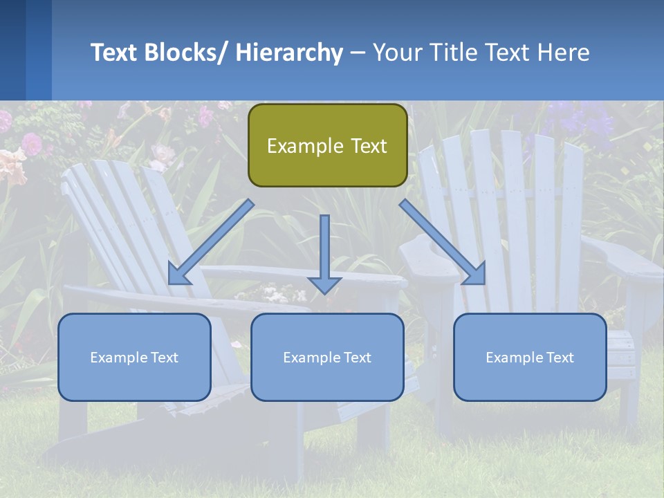 A Couple Of Blue Chairs Sitting In The Grass PowerPoint Template