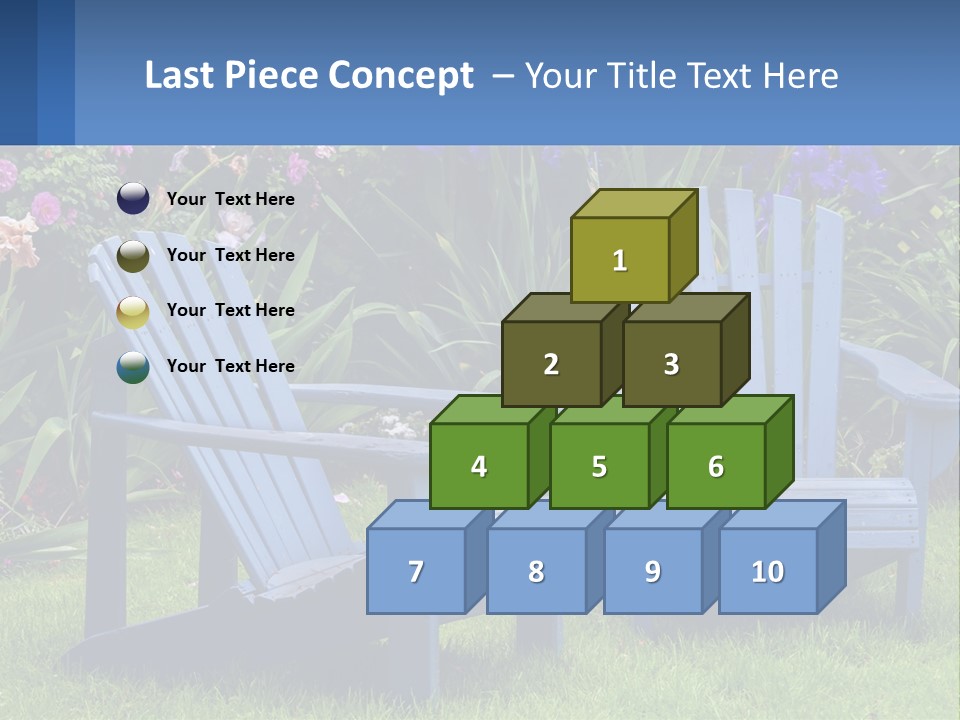 A Couple Of Blue Chairs Sitting In The Grass PowerPoint Template