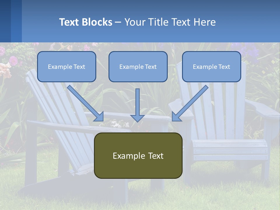 A Couple Of Blue Chairs Sitting In The Grass PowerPoint Template