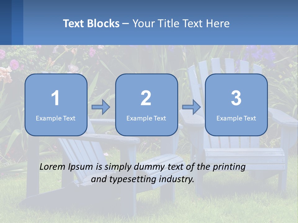 A Couple Of Blue Chairs Sitting In The Grass PowerPoint Template