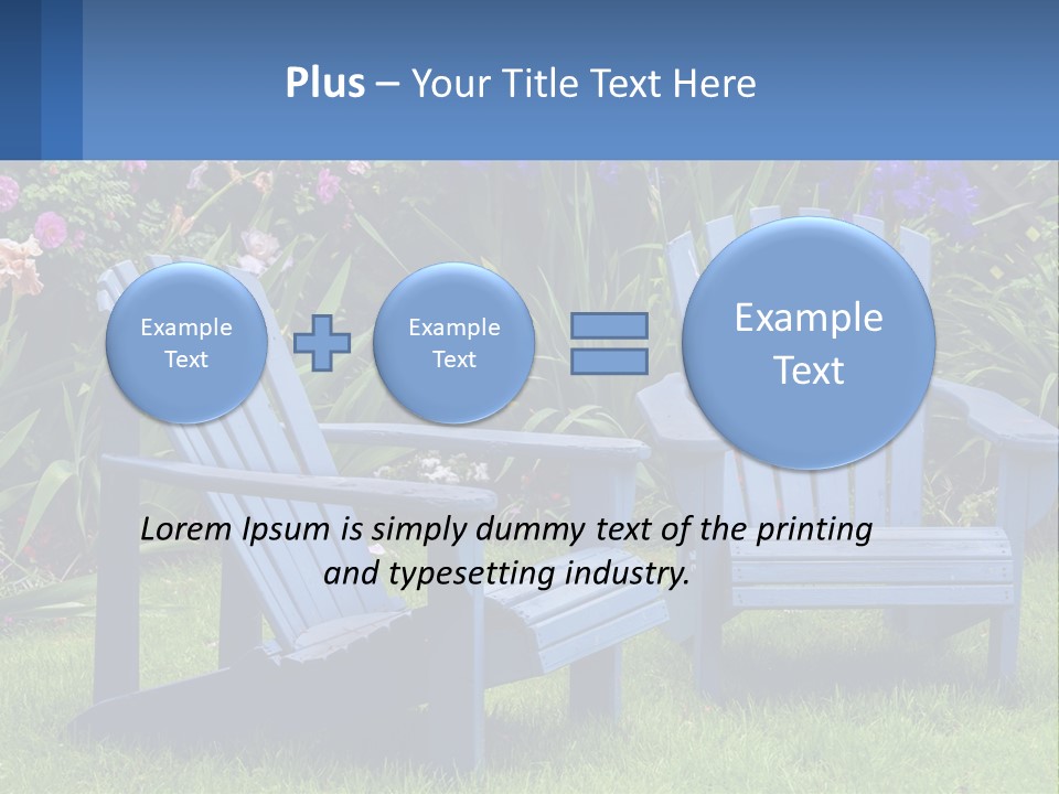 A Couple Of Blue Chairs Sitting In The Grass PowerPoint Template