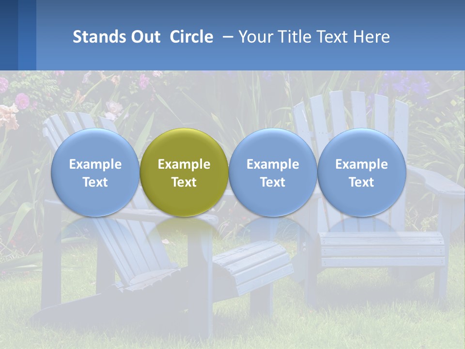 A Couple Of Blue Chairs Sitting In The Grass PowerPoint Template
