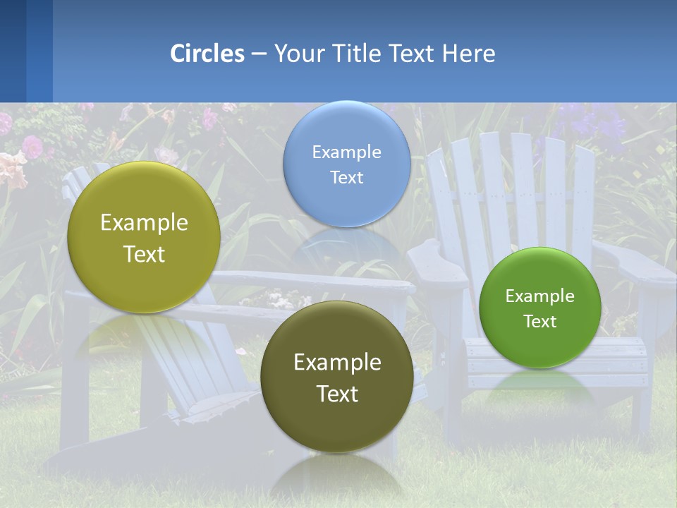 A Couple Of Blue Chairs Sitting In The Grass PowerPoint Template