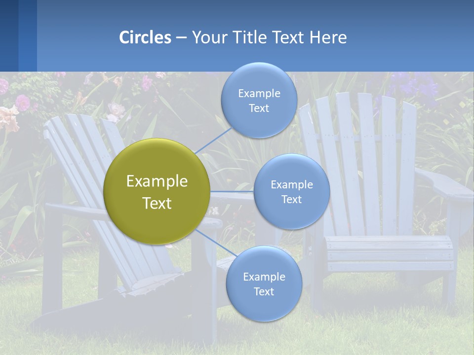 A Couple Of Blue Chairs Sitting In The Grass PowerPoint Template