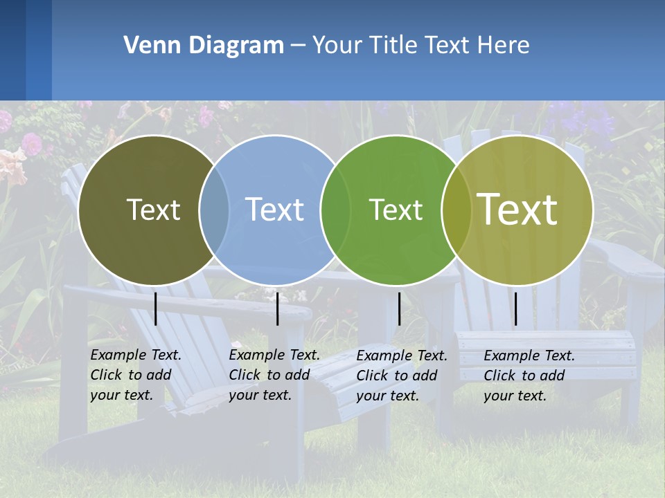 A Couple Of Blue Chairs Sitting In The Grass PowerPoint Template