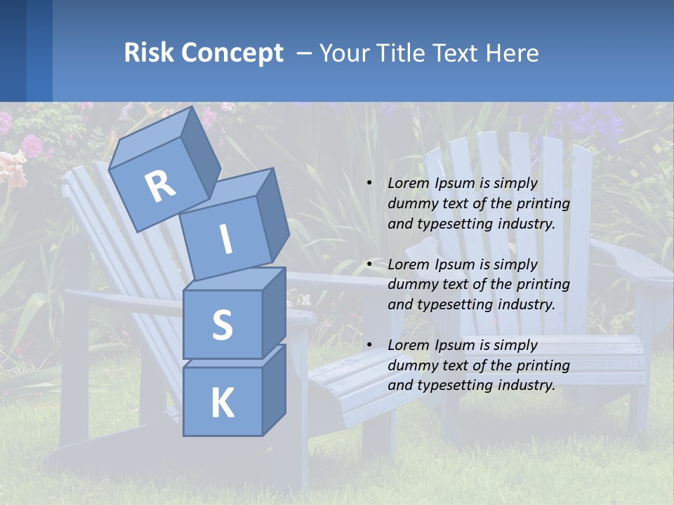 A Couple Of Blue Chairs Sitting In The Grass PowerPoint Template