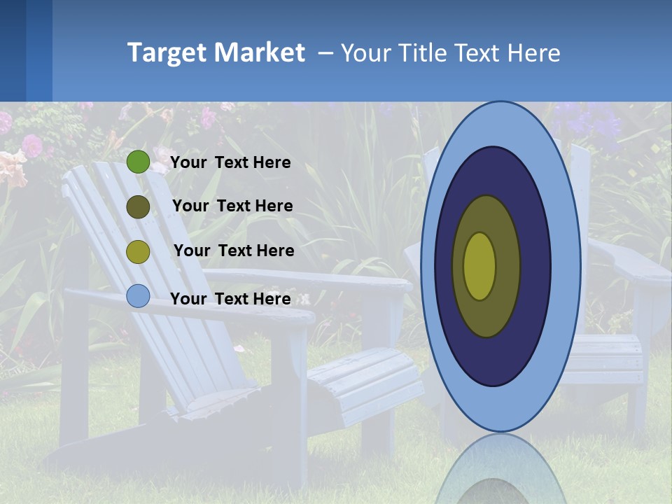 A Couple Of Blue Chairs Sitting In The Grass PowerPoint Template