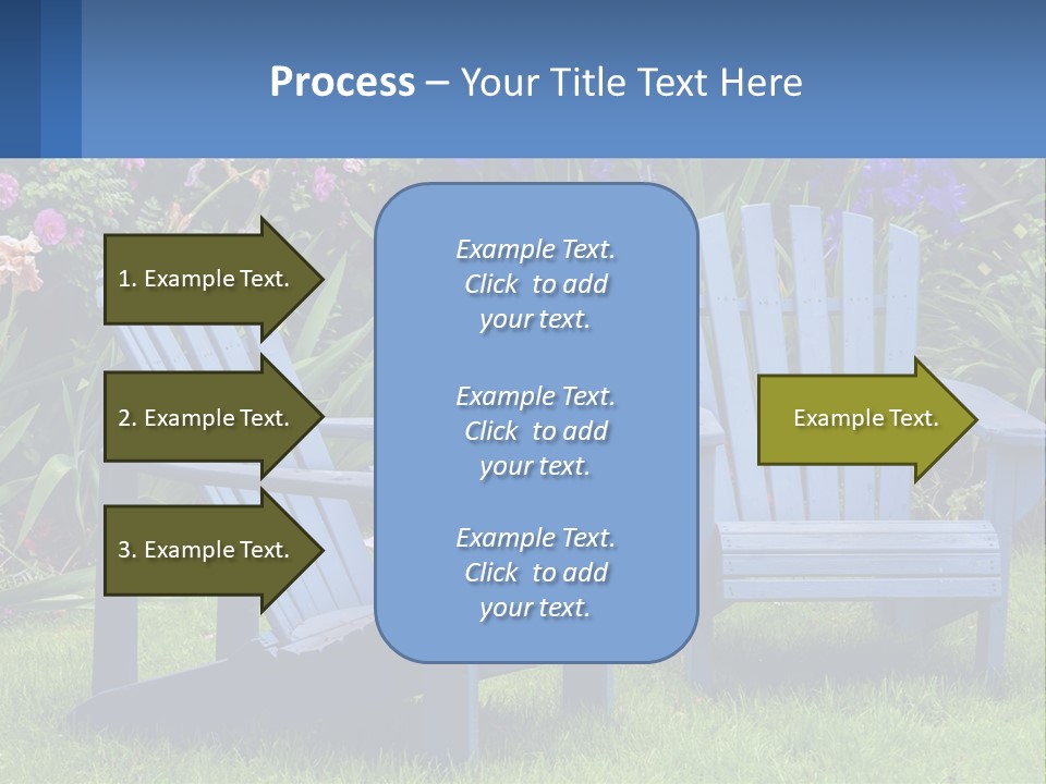 A Couple Of Blue Chairs Sitting In The Grass PowerPoint Template