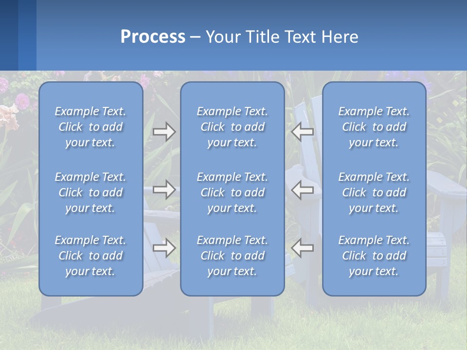 A Couple Of Blue Chairs Sitting In The Grass PowerPoint Template
