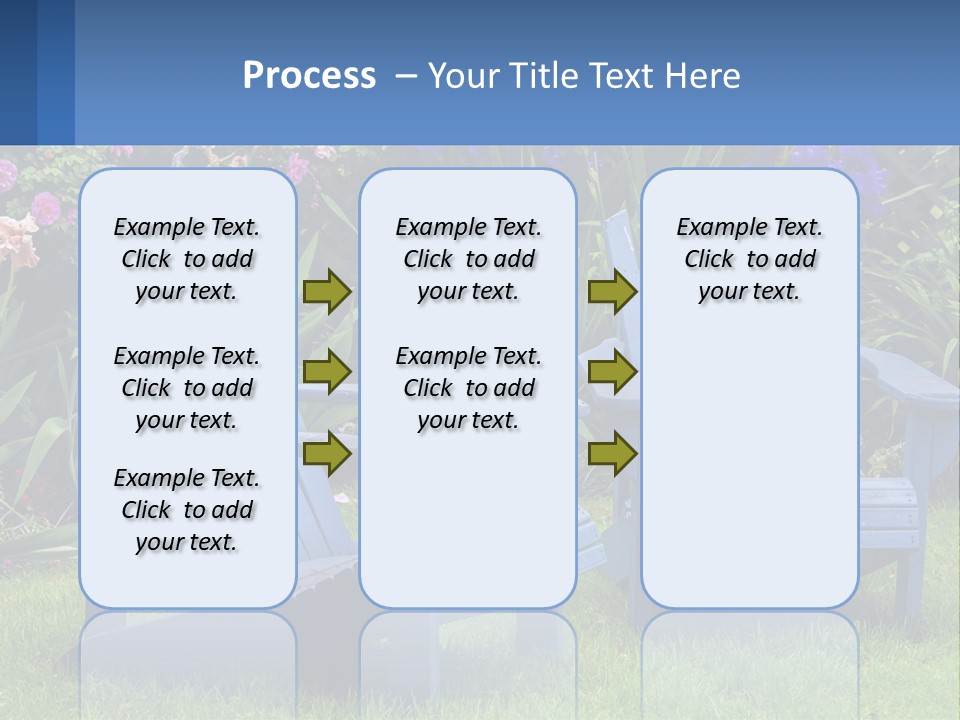 A Couple Of Blue Chairs Sitting In The Grass PowerPoint Template