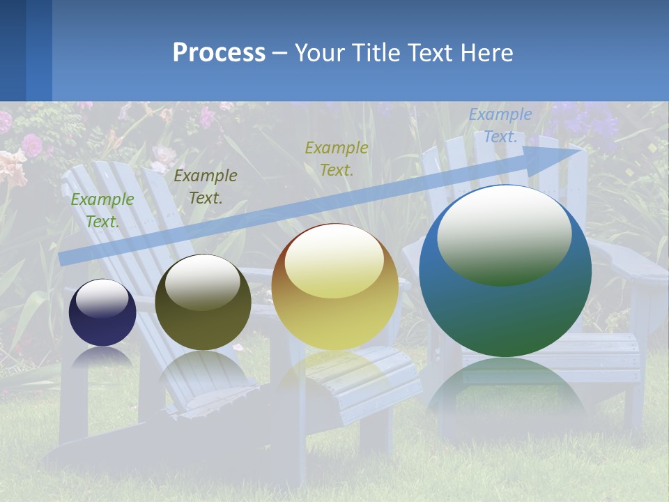 A Couple Of Blue Chairs Sitting In The Grass PowerPoint Template