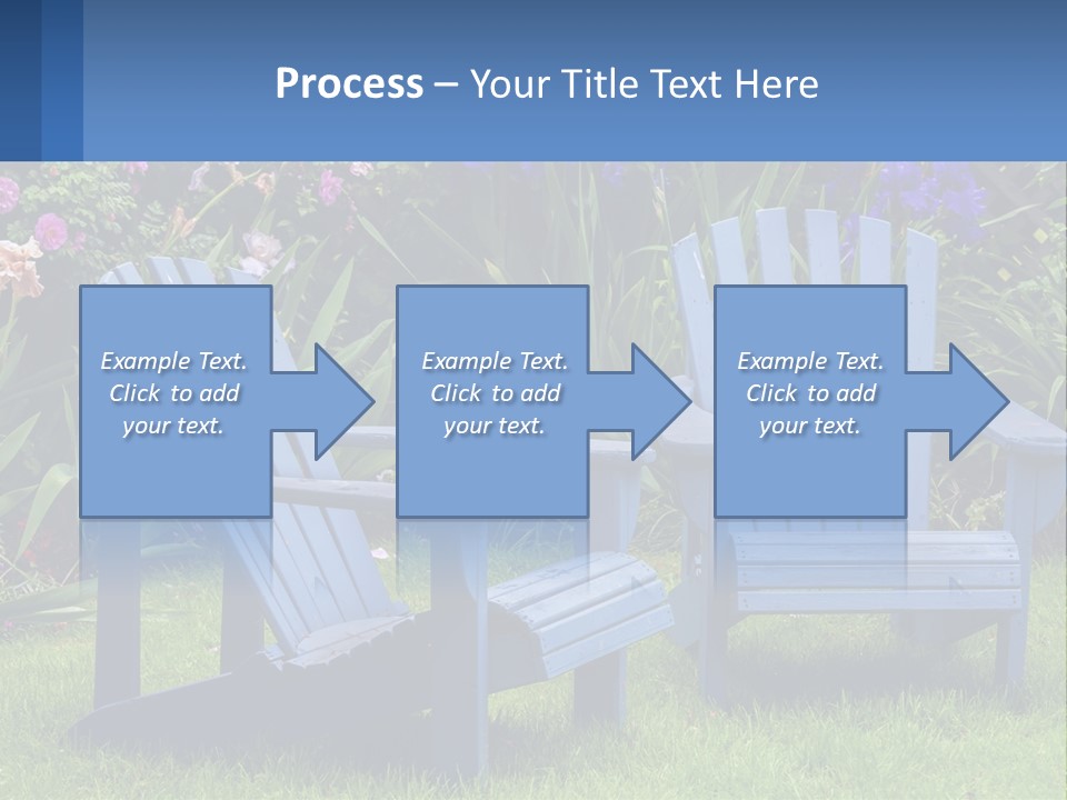 A Couple Of Blue Chairs Sitting In The Grass PowerPoint Template