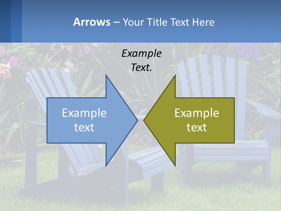 A Couple Of Blue Chairs Sitting In The Grass PowerPoint Template