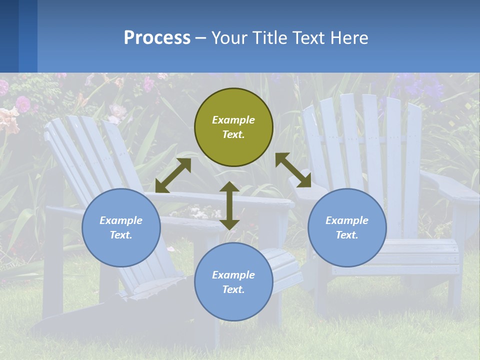 A Couple Of Blue Chairs Sitting In The Grass PowerPoint Template